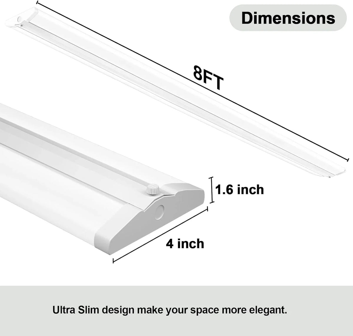 Slim Garage Lights, Office 4 Shop LED Foot 110W Wraparound T8 Mount for 8 8FT Pack QCAI 5000K, Compact Fluorescent Ultra Grade 12500LM, Equiv.], Flush Warehouse, Light LED Commercial [6-lamp Strip