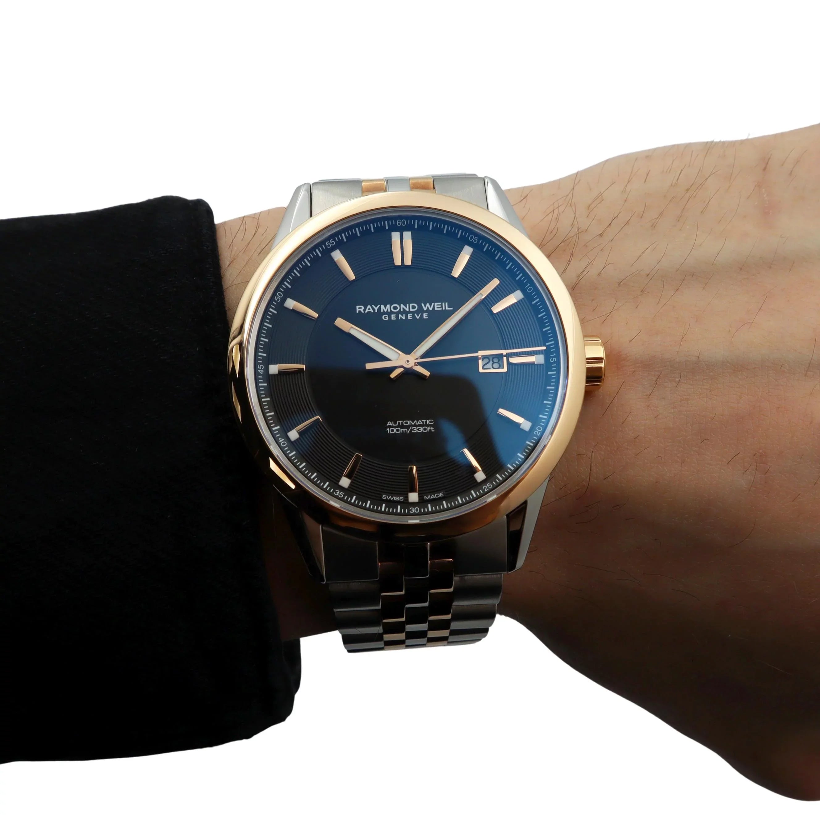 Weil Black Mens Steel Freelancer Watch Automatic Raymond 2731-SP5-20001 Dial