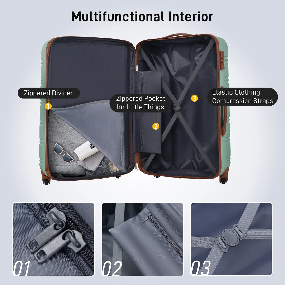 Hardside Spinner 20" 3 Set Lock 28" Available Suitcase Luggage 24" Crtynell Piece with TSA