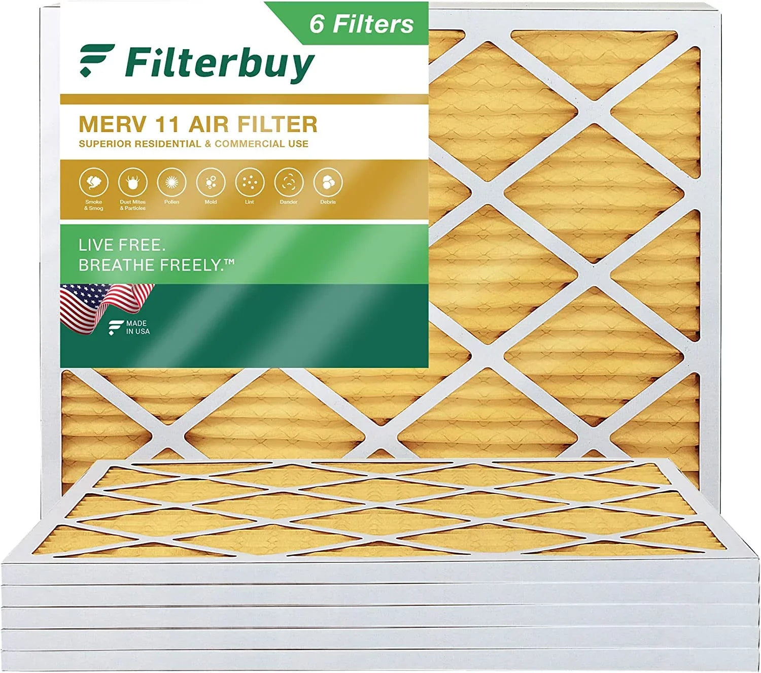 Filterbuy 25x32x1 HVAC 11 Filters (6-Pack) oxygen Furnace AC MERV Pleated