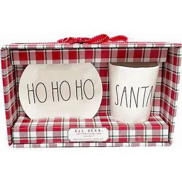 Gift Oval Ivory LL Plate Set Christmas Letters Tumbler HO HO with Black Rae Melamine Dunn SANTA HO and