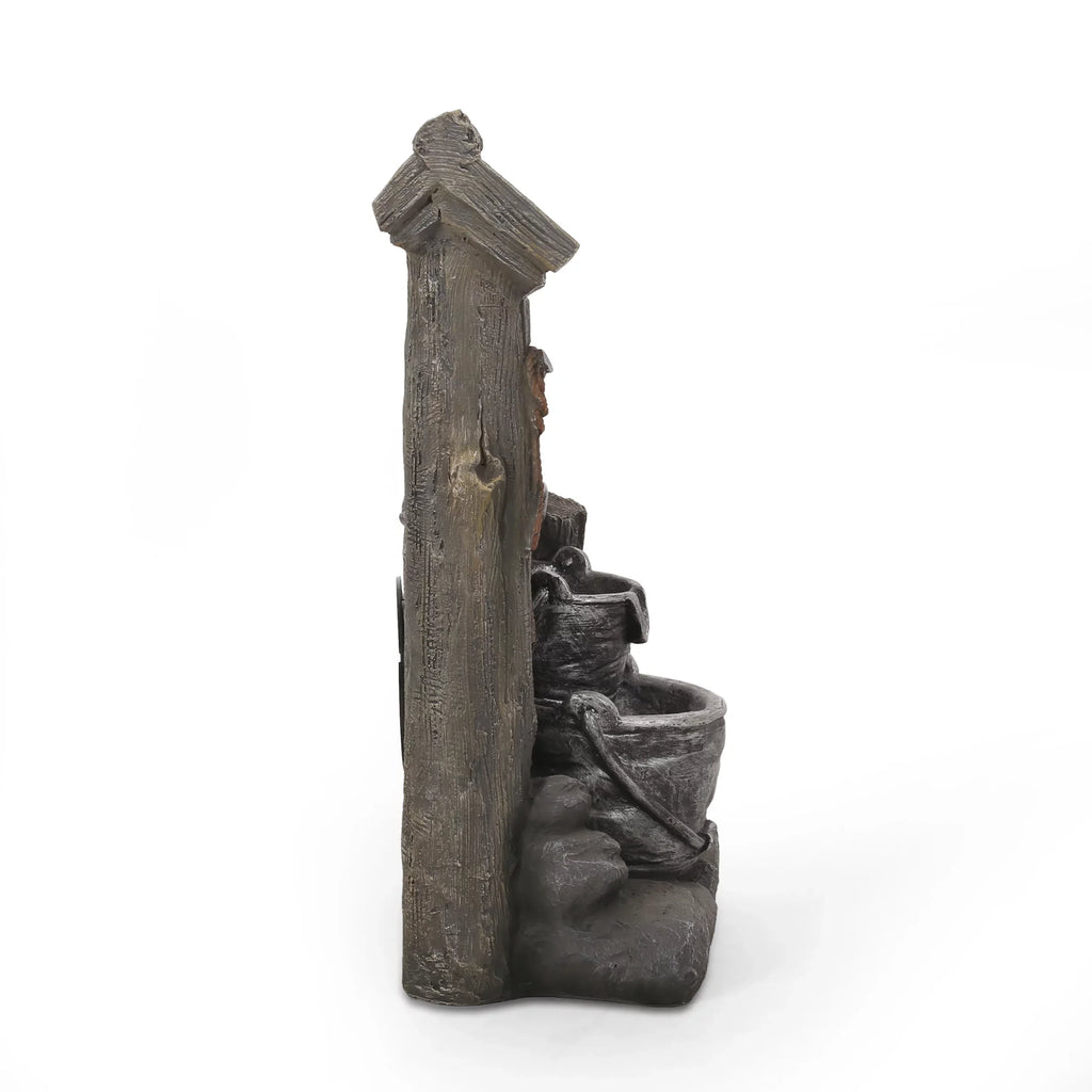 Outdoor and Berrien House 3-Tier Bucket Gray Noble Brown Fountain,