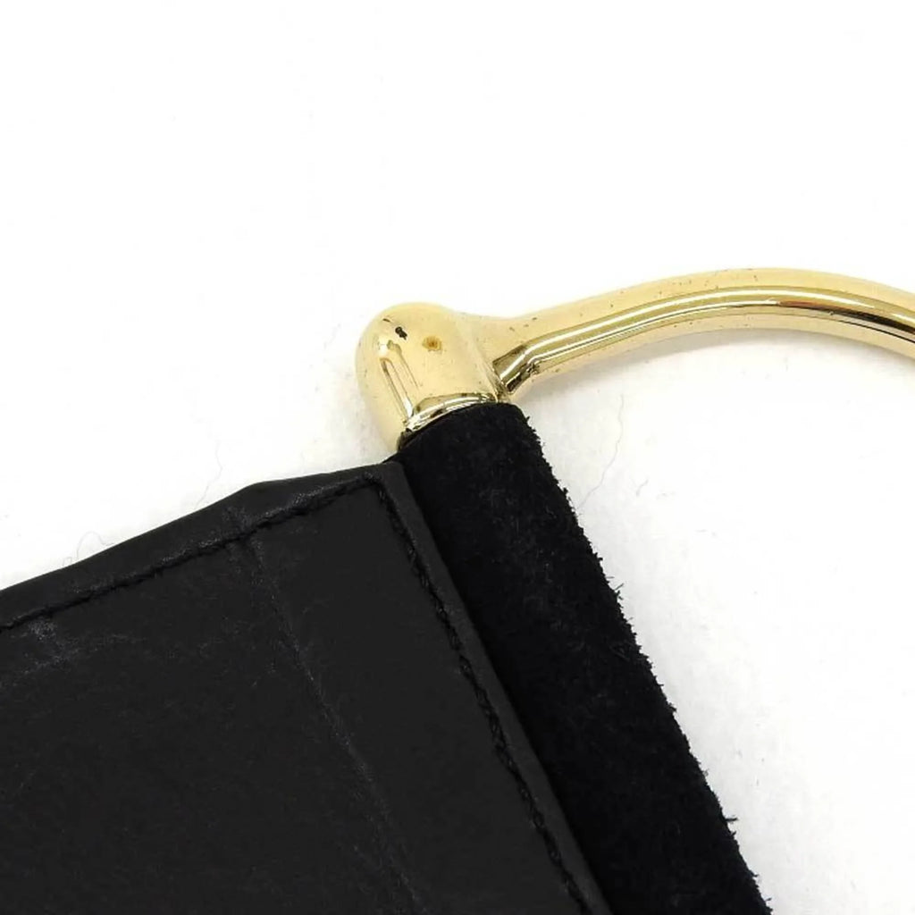 wide belt suede (Good) fittings Pre-Owned Gucci XS waist black GUCCI gold metal