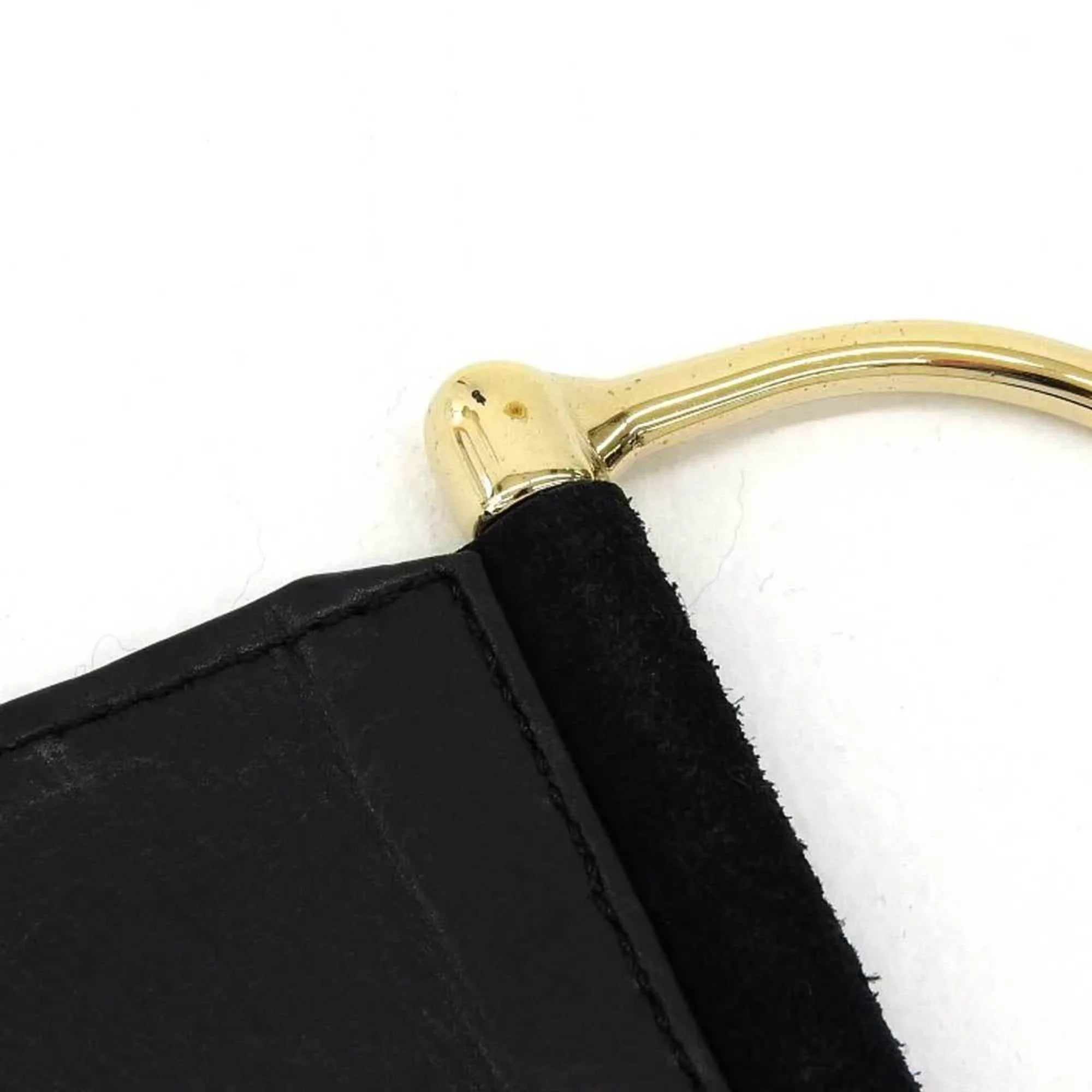 wide belt suede (Good) fittings Pre-Owned Gucci XS waist black GUCCI gold metal
