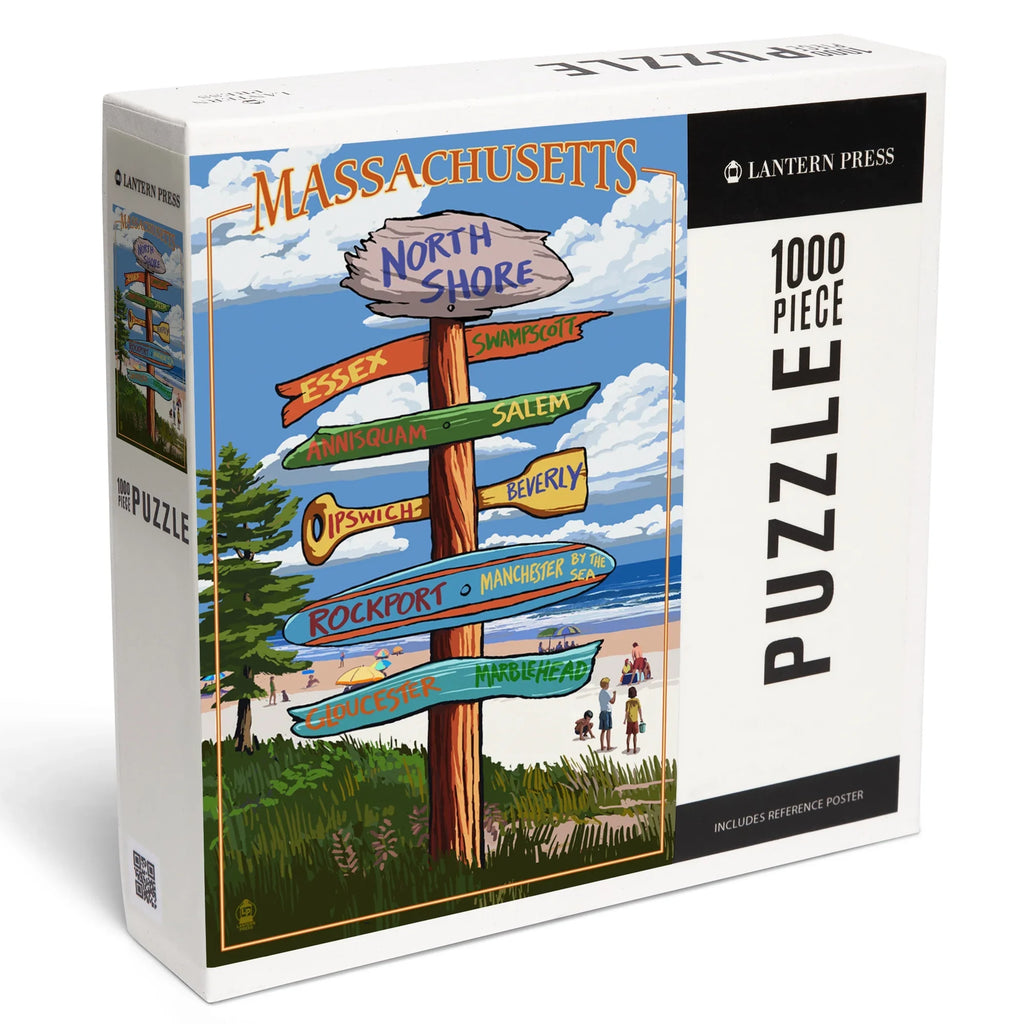Destinations Lantern Puzzle, Press 1000 Sign Piece Jigsaw Massachusetts, Shore, North