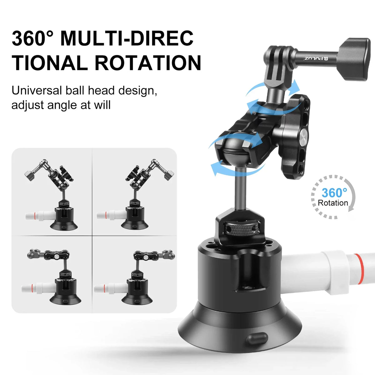 GoPro Suction for Dual Camera Cup Action Rotatable Action Mount Bracket for Ballheads Suction Hero Replacement Camera 3/2 360° PU845B PULUZ Osmo Mount 11/10/9/8,