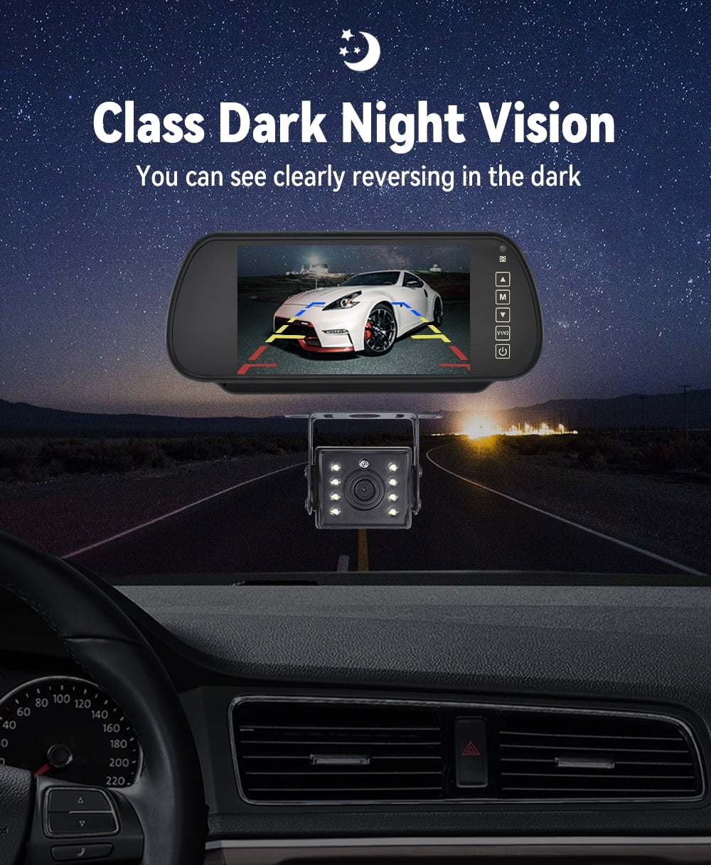 View Rear License System Camera Reverse Car Plate Backup HD Parking 7in Monitor