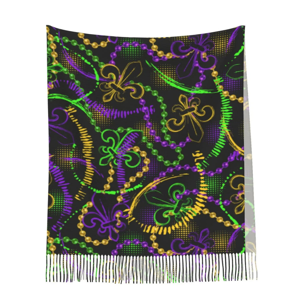 Bingfone Feel Gras Art Elegant Mardi Print Large Cashmere For Warm Women Scarves Wrap Winter Neon Gifts- Scarf Soft Shawl