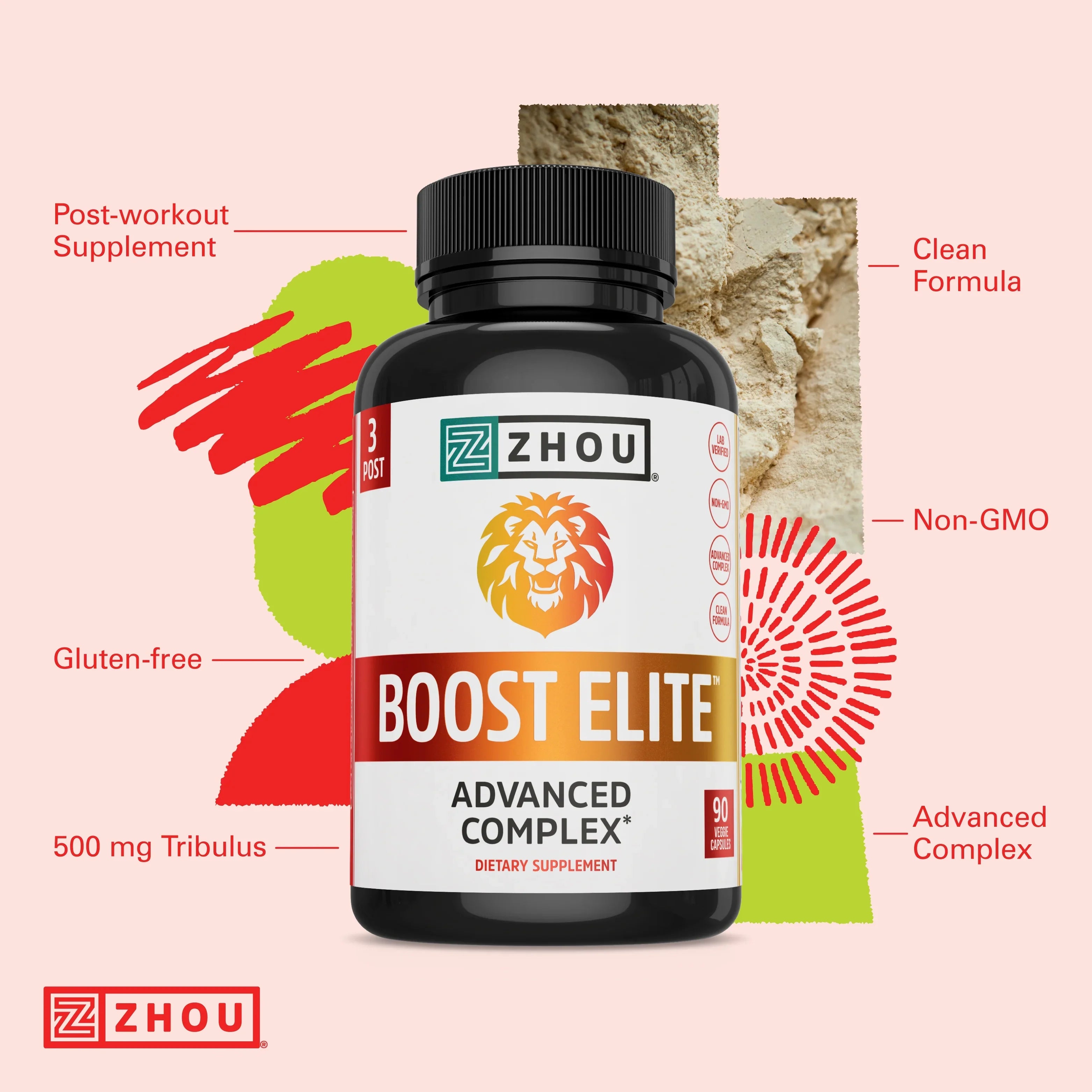 & Caps Formulated | Booster BOOST Energy Servings, Increase Test T-Levels Zhou Veggie 90 30 | ELITE to