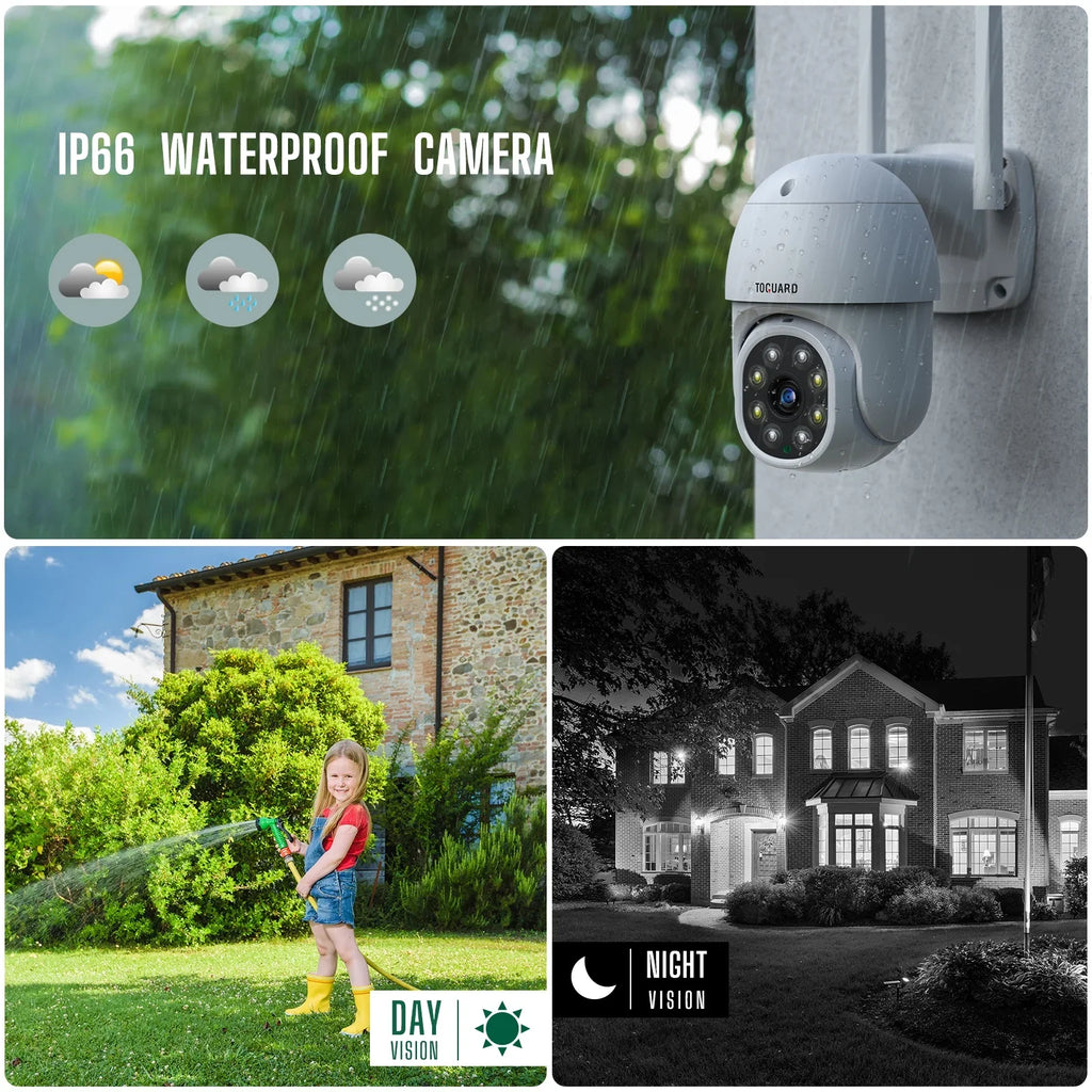 Camera Toguard Security Connector CCTV Drive, System Outdoor Camera WiFi Wireless 1TB Hard with HDMI Dome 2X3MP
