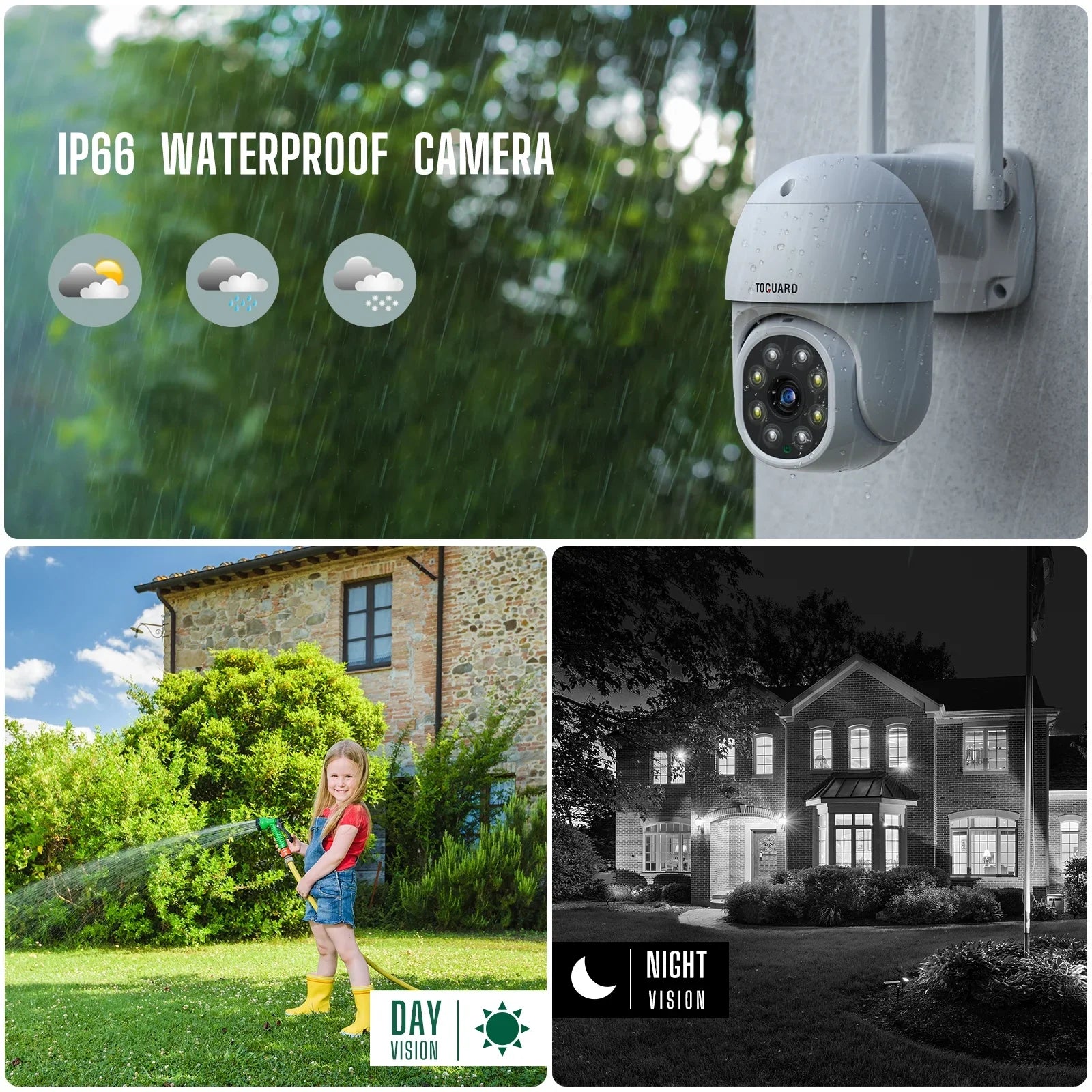 Camera Toguard Security Connector CCTV Drive, System Outdoor Camera WiFi Wireless 1TB Hard with HDMI Dome 2X3MP