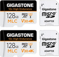 Compatible 100MB/s, Cam, with Gigastone Recording, Micro C10, Security SD Cam, [10x MLC Dash 128GB Video Card, Endurance] 2-Pack U3 High Adapter Surveillance 4K