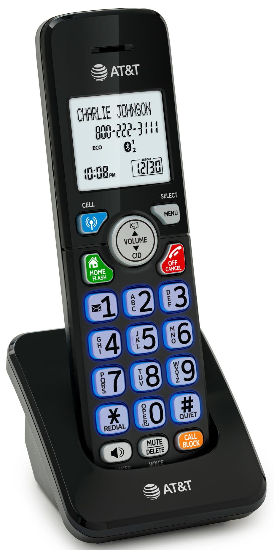 AT&T DL72319 DECT 6.0 3-Handset Cordless Phone for Home with Connect to Cell, Call Blocking, 1.8" Backlit Screen, Big Buttons, intercom, and Unsurpassed Range