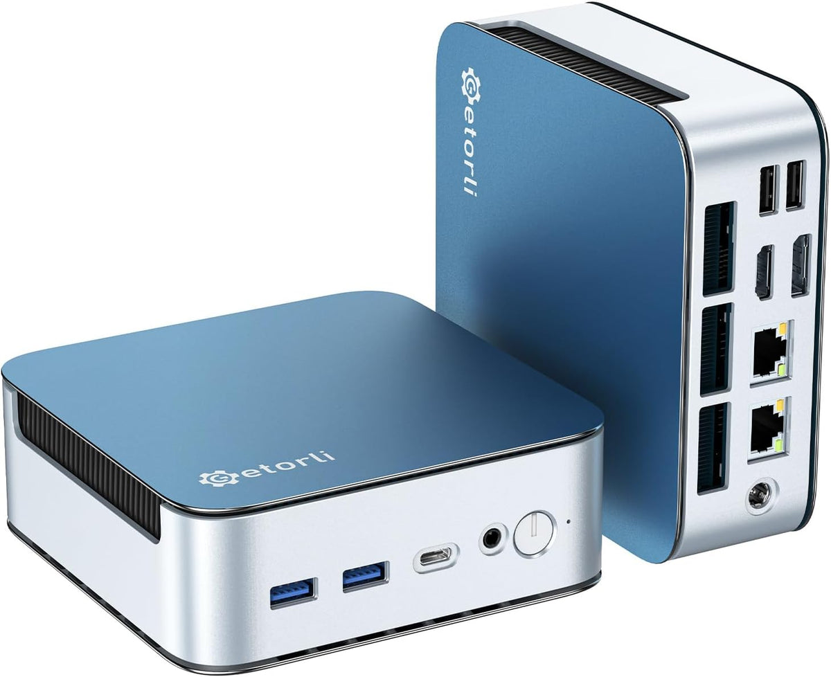 Getorli Mini PC Ryzen 5 6600H (Up to 4.5GHz), 32GB LPDDR5 1TB NVMe SSD, Triple 4K Display Mini Desktop Computer, Dual LAN, WiFi 6 BT5.3, Micro PC for Office, Home, Light Gaming