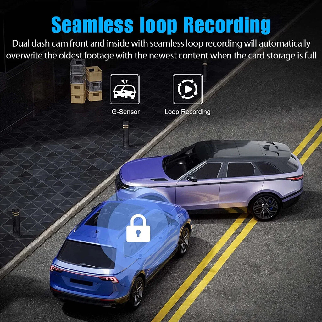 Rear Dash 3 Lens Video Camera Car 1080P Recorder Cam Inside Front G-Sensor DVR