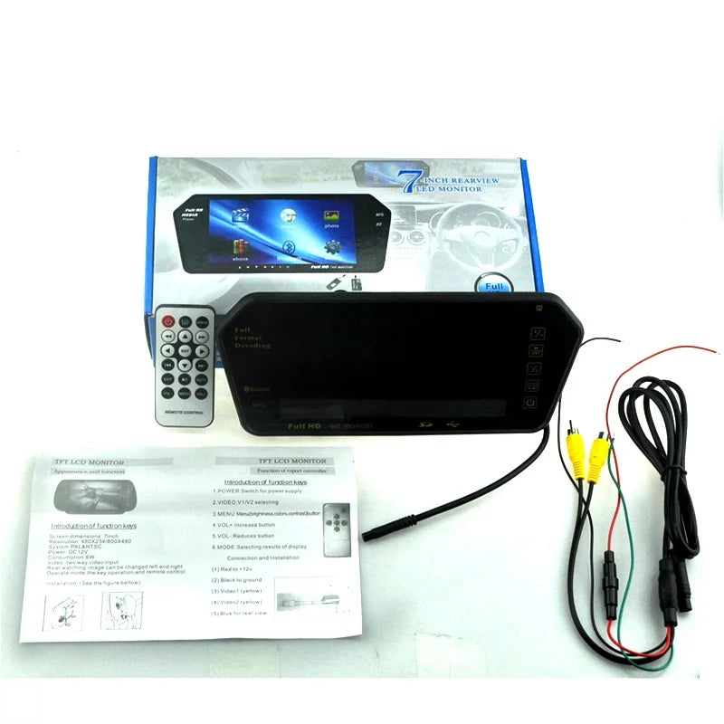 USB Car with Monitor Slot Display Mp5 Mirror Photo TFT Built-in RearView Full HD 7" LCD FM inch Bluetooth TF Car