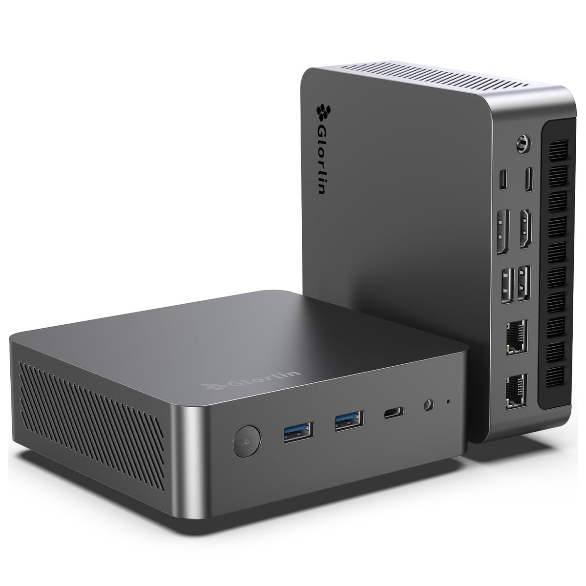 Glorlin Mini PC - Ryzen 5 3501U (up to 3.7GHz), 16GB DDR4 512GB SSD, Mini Desktop Computer with Triple 4K Display Support, WiFi 6 Bluetooth 5.3, Small Micro PC for Work, Study & Multitasking