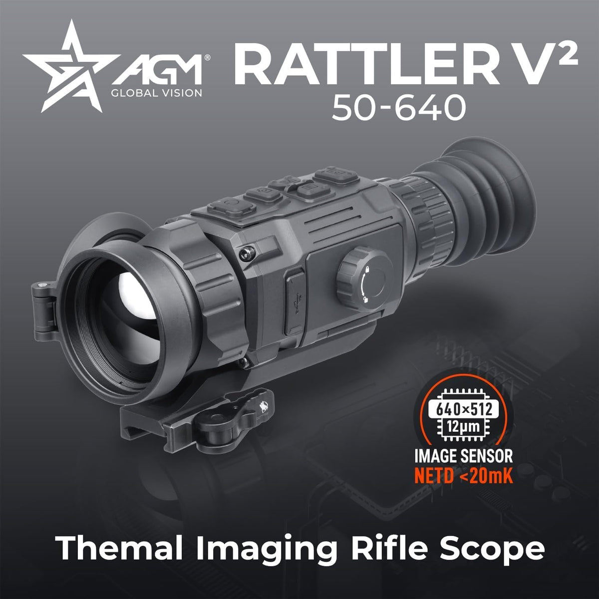 AGM Global Vision Rattler V2 Thermal Imaging Scope for Hunting, High Resolution with High Sensitivity Thermal Optics, Waterproof & Durable, Includes Thermal Targets & Cleaning Cloth