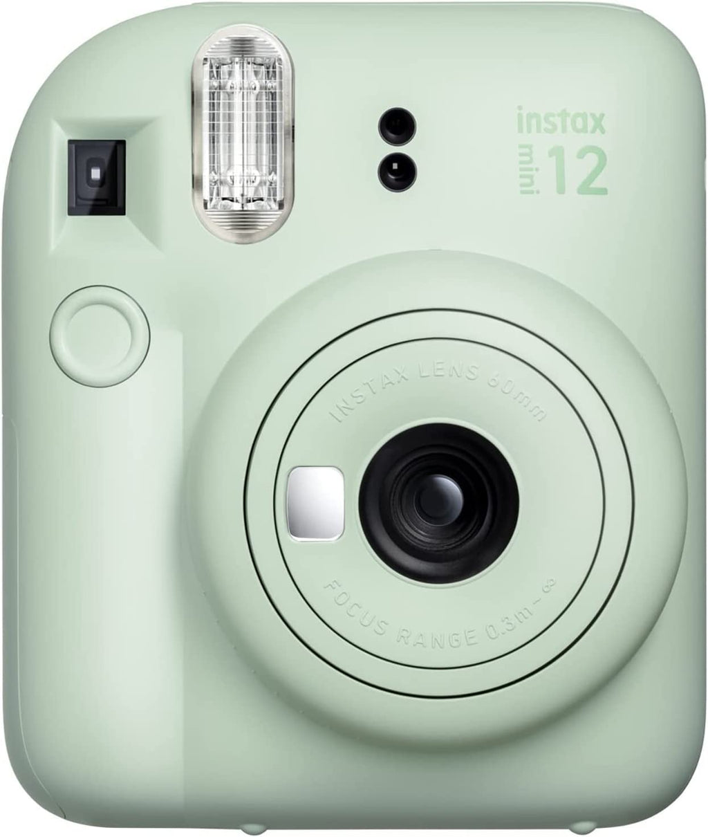 Fujifilm Instax Mini 12 Instant Camera Pastel Blue + Fuji Film Value Pack (40 Sheets) + Shutter Accessories Bundle, Incl. Compatible Carrying Case, Quicksand Beads Photo Album 64 Pockets