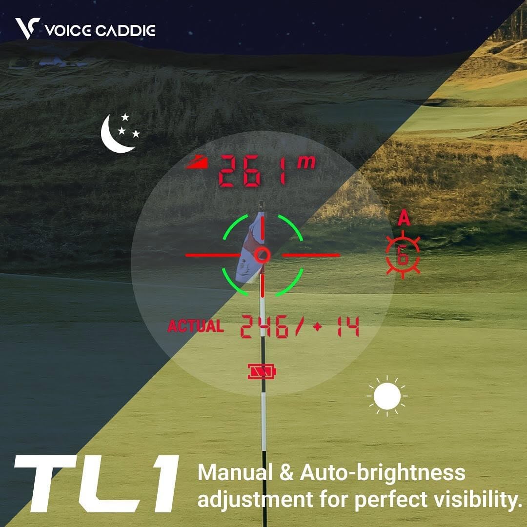 Voice Caddie TL1 Golf Laser Rangefinder with Slope Compensation - 6X Magnification, Pin Tracer Technology, Dual-Color OLED Display, Tournament Mode, Magnetic Mount and Signature Series Bundle
