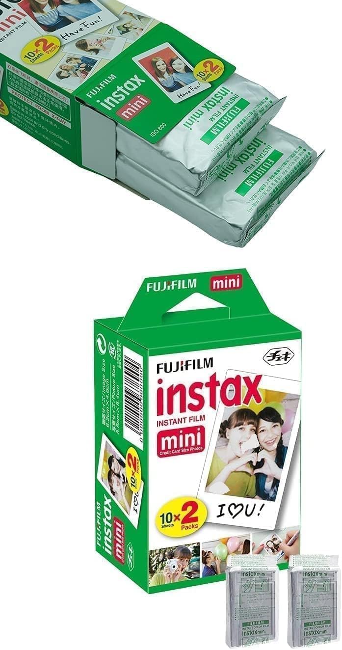 Fujifilm Instax Mini Instant Film for Mini Cameras, White, Credit Card Size with Free Bonus Cap Keeper - (3 x Twin Packs)