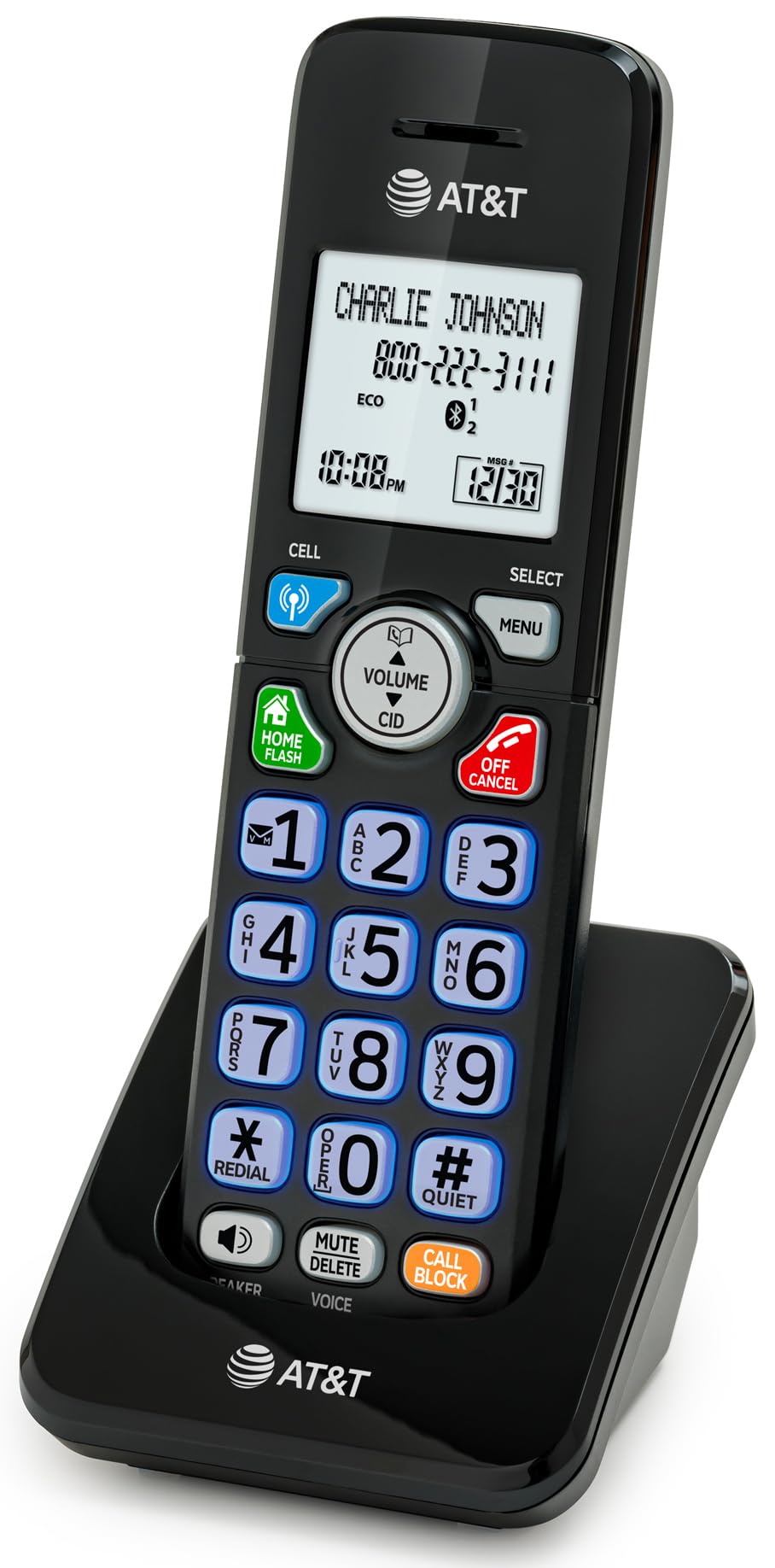 AT&T DL72319 DECT 6.0 3-Handset Cordless Phone for Home with Connect to Cell, Call Blocking, 1.8" Backlit Screen, Big Buttons, intercom, and Unsurpassed Range