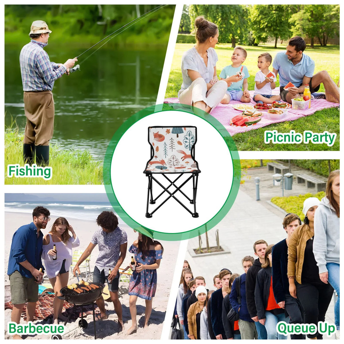 Folding Lawn with 220LBS transportable Outdoor Camping to Chair Forest Chair Carry Chair Fishing in Chair Bag Beach Support Fox