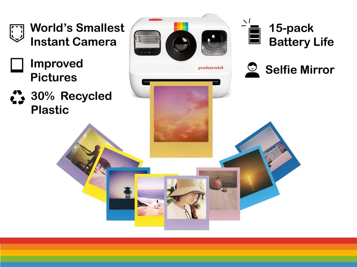 Polaroid Go Generation 2 Instant Film mini Camera (Black) Bundled with Polaroid GO Color Film Double Pack, Hard Carrying Case, Lens Cleaning Cloth