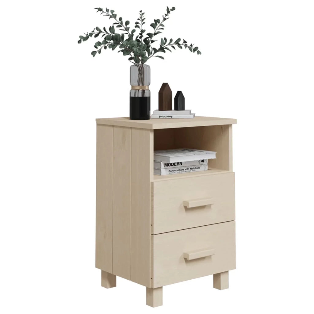 Solid Wood Cabinet Honey Htovila 15.7"x13.8"x24.4" HAMAR Brown Bedside Pine