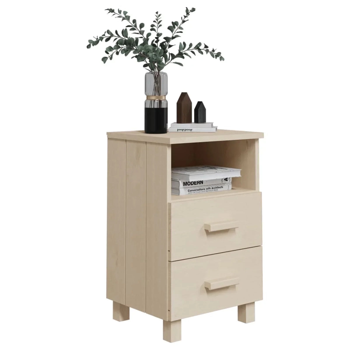 Solid Wood Cabinet Honey Htovila 15.7"x13.8"x24.4" HAMAR Brown Bedside Pine