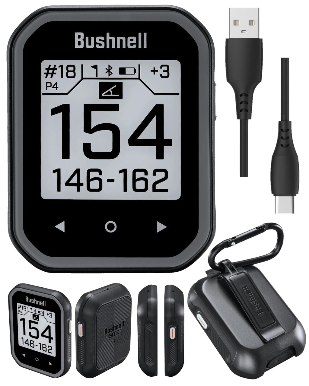 Bushnell Phantom 3 Slope Golf GPS Rangefinder (Blue) with BITE Magnetic Mount and GreenView with Slope-Adjusted Distances, 38,000+ Courses, Auto Hole Advance with Wearable4U Cleaning Cloth Bundle
