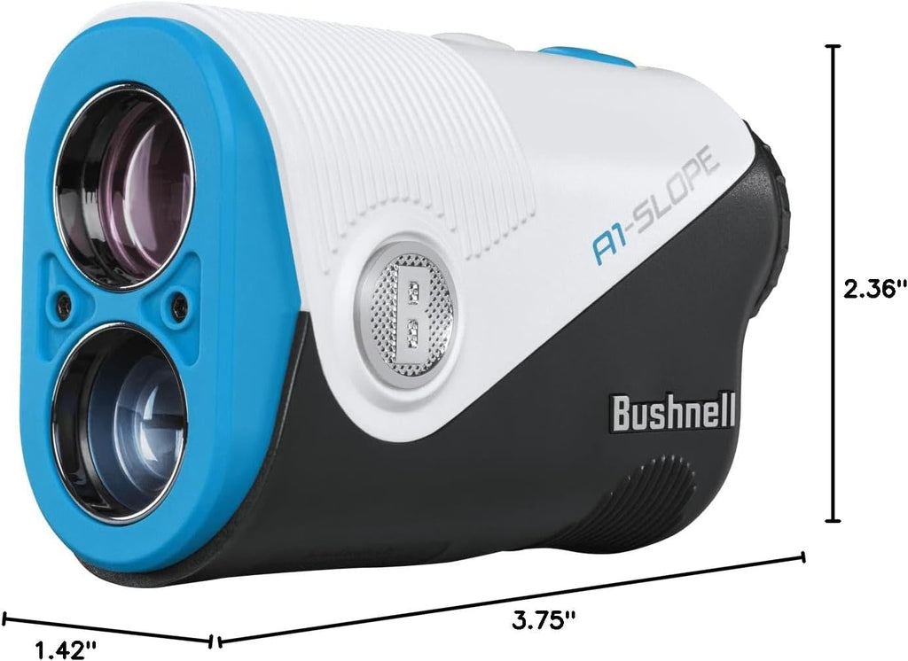 Bushnell A1-Slope Golf Laser Rangefinder Bundle - Ultra-Compact, Tour-Trusted Slope Technology, 6X Magnification, PinSeeker with JOLT with PlayBetter Portable Charger & Microfiber Towel