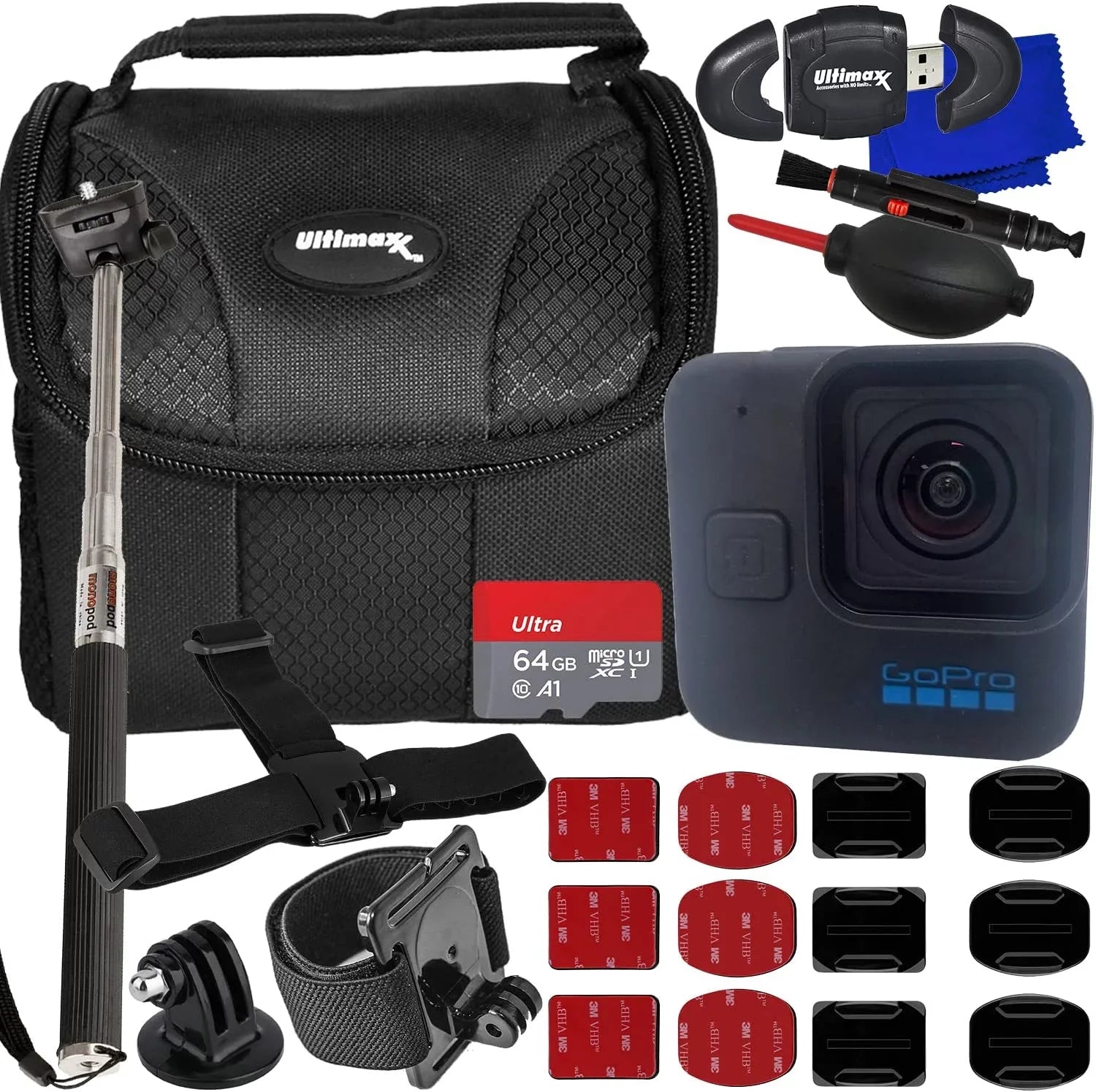 Kit Monopod HERO11 Hero 64GB and Basic Bundle Black Mini with GoPro 11 Accessory