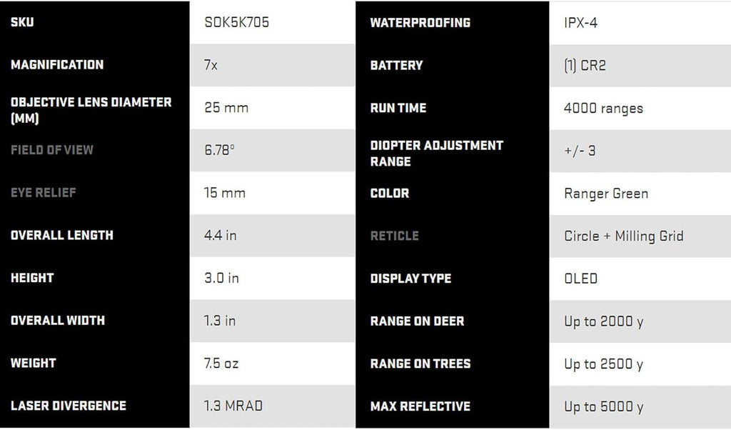 Sig Sauer KILO5K 7 x 25 mm Laser Rangefinder