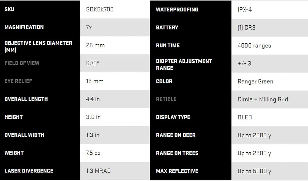 Sig Sauer KILO5K 7 x 25 mm Laser Rangefinder