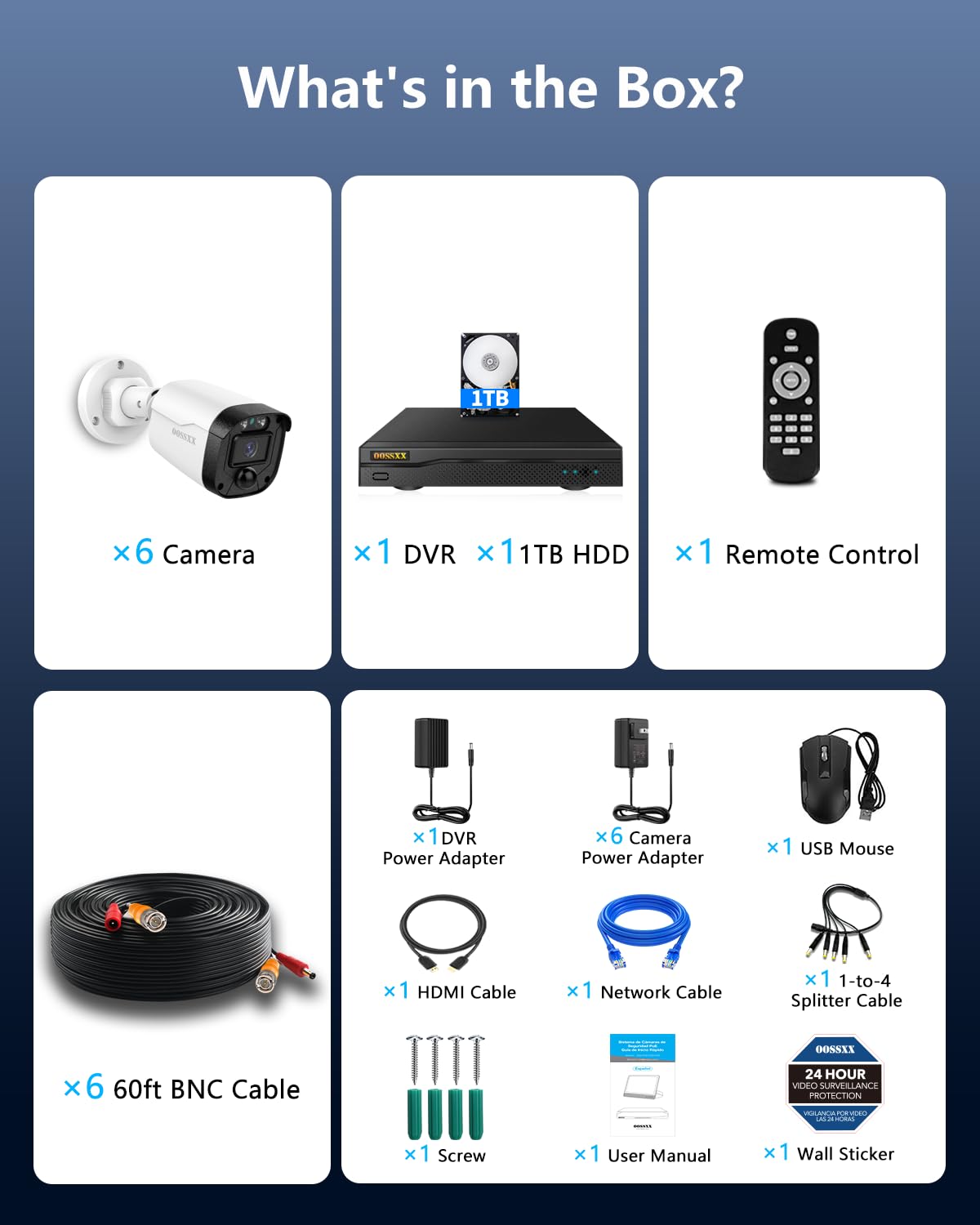 5MP HD-Analog Outdoor Wired Security Camera CCTV Cameras 1TB Hard Drive