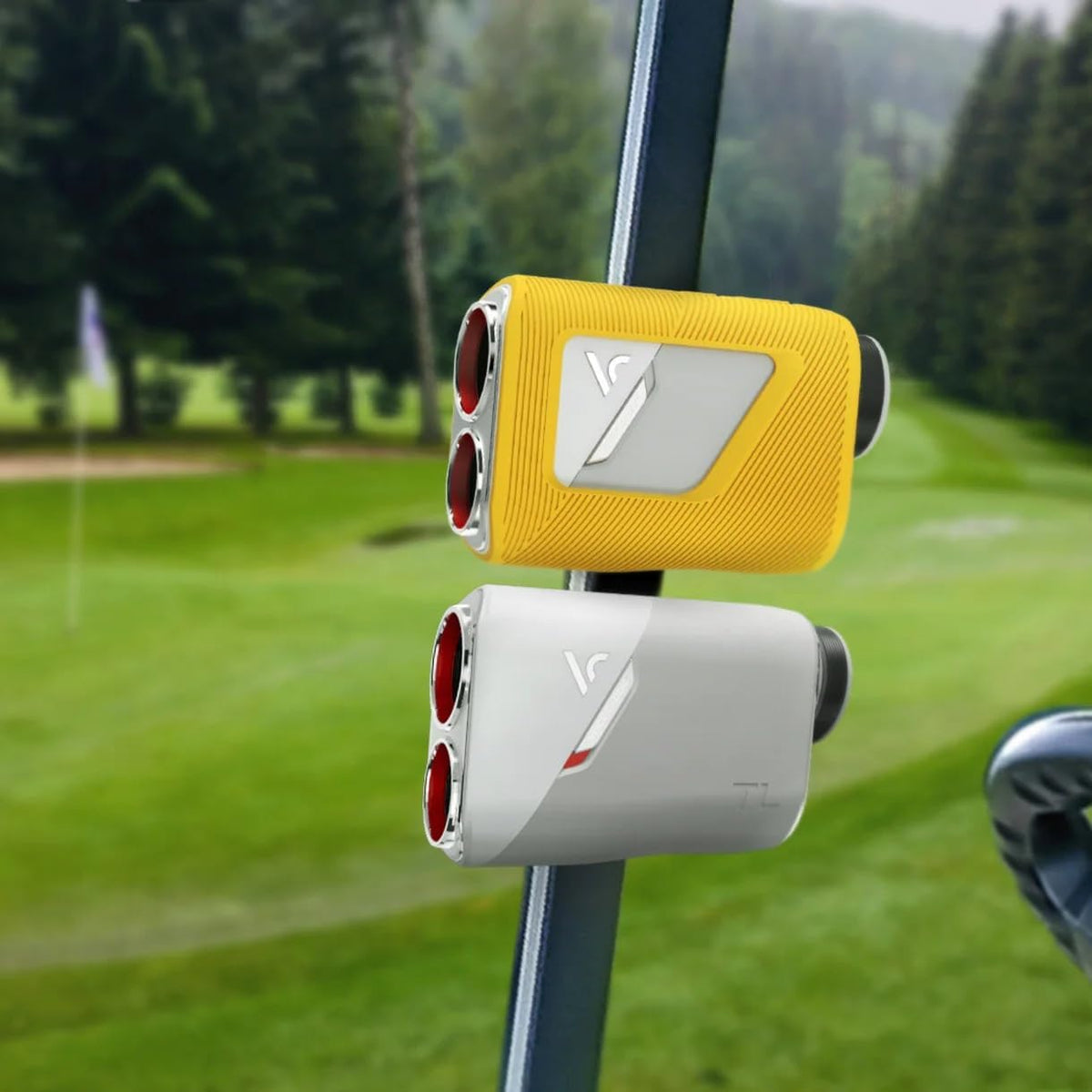 Voice Caddie TL1 Golf Laser Rangefinder with Slope Compensation - 6X Magnification, Pin Tracer Technology, Dual-Color OLED Display, Tournament Mode, Magnetic Mount and Signature Series Bundle