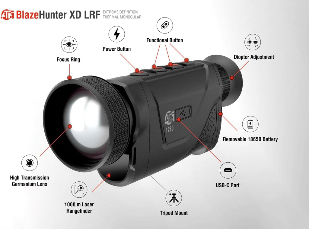 ATN BlazeHunter XD Thermal Imaging Monocular, 1280x1024, Rangefinder