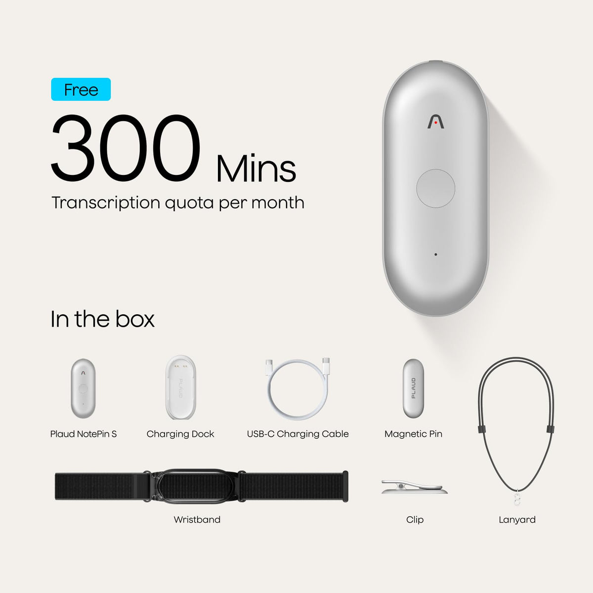 Plaud NotePin S Wearable AI Voice Recorder, Transcribe & Summarize, Purple