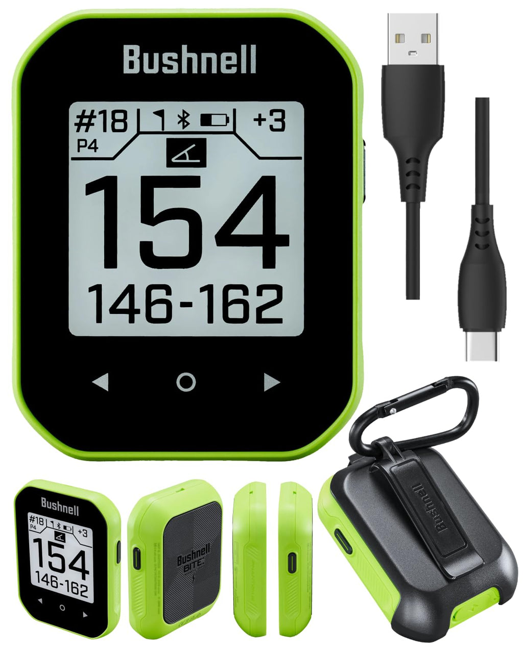 Bushnell Phantom 3 Slope Golf GPS Rangefinder (Blue) with BITE Magnetic Mount and GreenView with Slope-Adjusted Distances, 38,000+ Courses, Auto Hole Advance with Wearable4U Cleaning Cloth Bundle