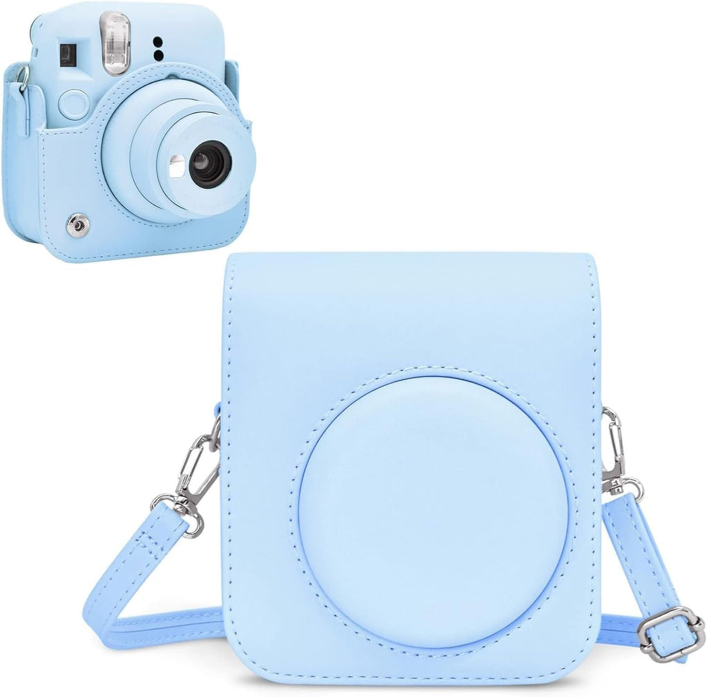 FUJIFILM INSTAX Mini 12 Instant Film Camera | Pastel Blue Bundled with Instax Accessory Bundle + Cleaning Cloth (8 Items)