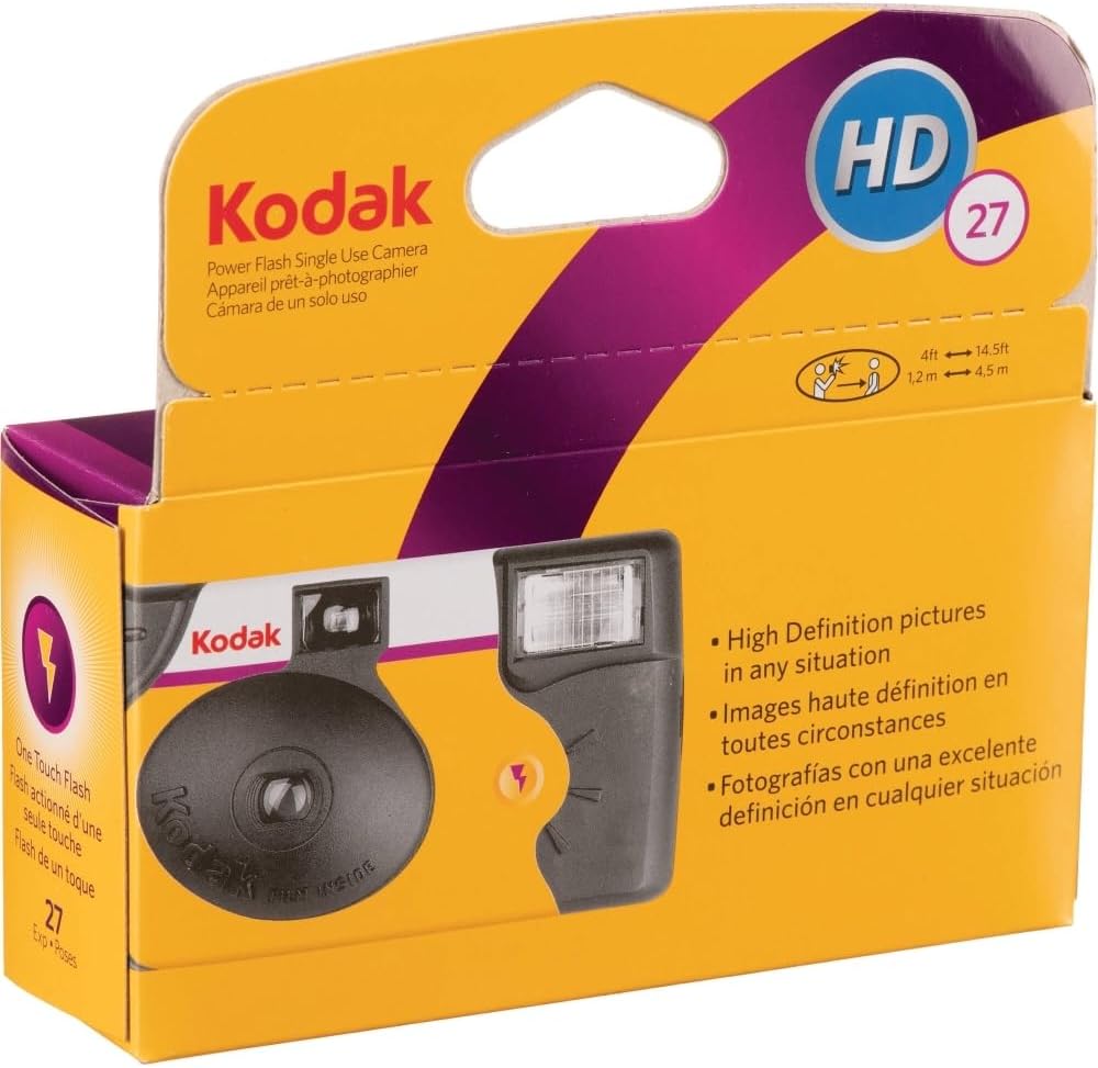 Kodak Power Flash 35mm One-Time-Use Disposable Camera (ISO-800) (6 Pack)