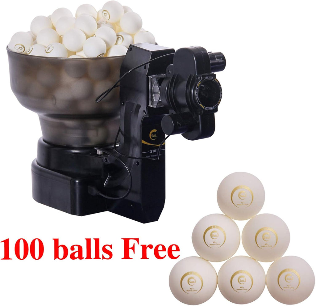 Suz S101 Ping Pong Machine with 100balls for Solo Training & Coaching