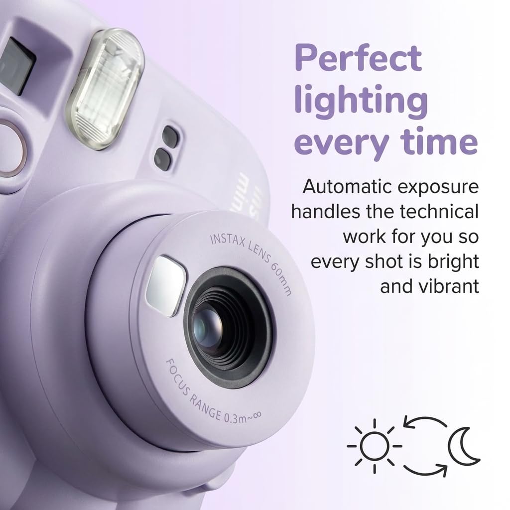 Fujifilm Instax Mini 13 Instant Camera Dreamy Purple + Fuji Film Value Pack (40 Sheets) + Tudak Accessories Bundle, Incl. Compatible Carrying Case, Quicksand Beads Photo Album 64 Pockets