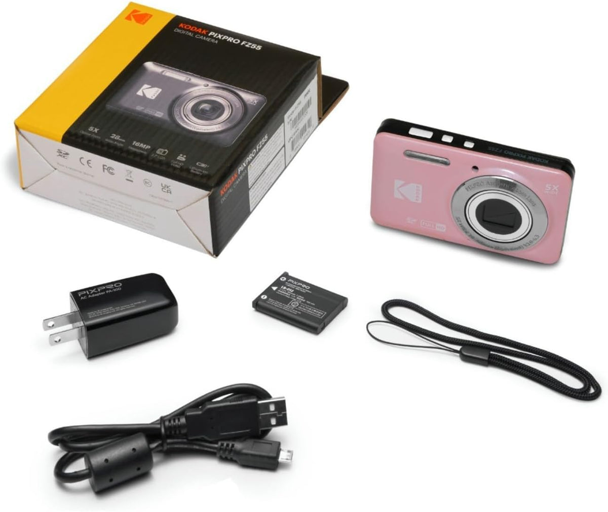 Kodak PixPro Friendly Zoom FZ55 16MP 1080p Full HD Camera (Pastel Pink)