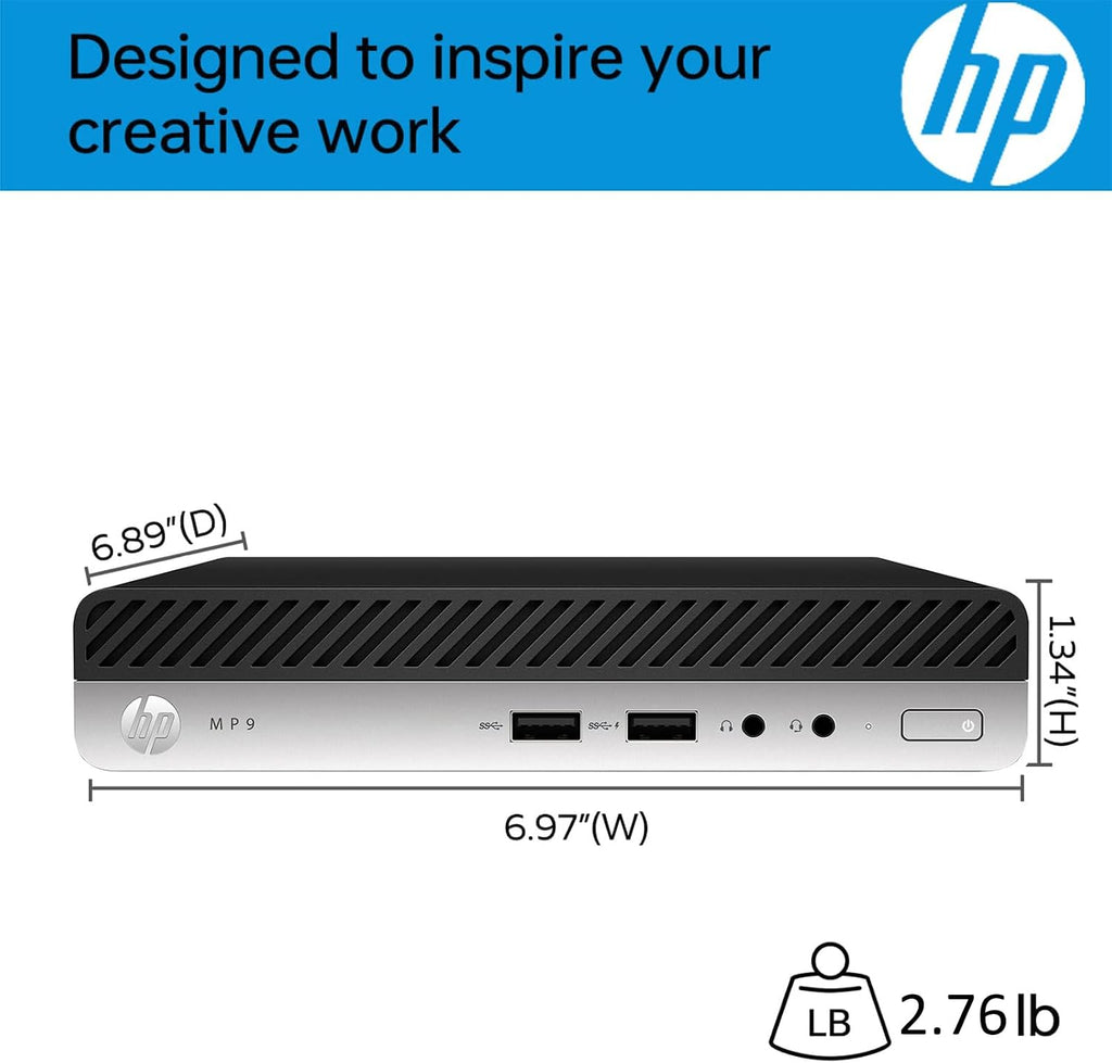 HP Mini PC, Intel Core i5-9500T, 16GB DDR4 RAM, 256GB SSD, 2X DisplayPort