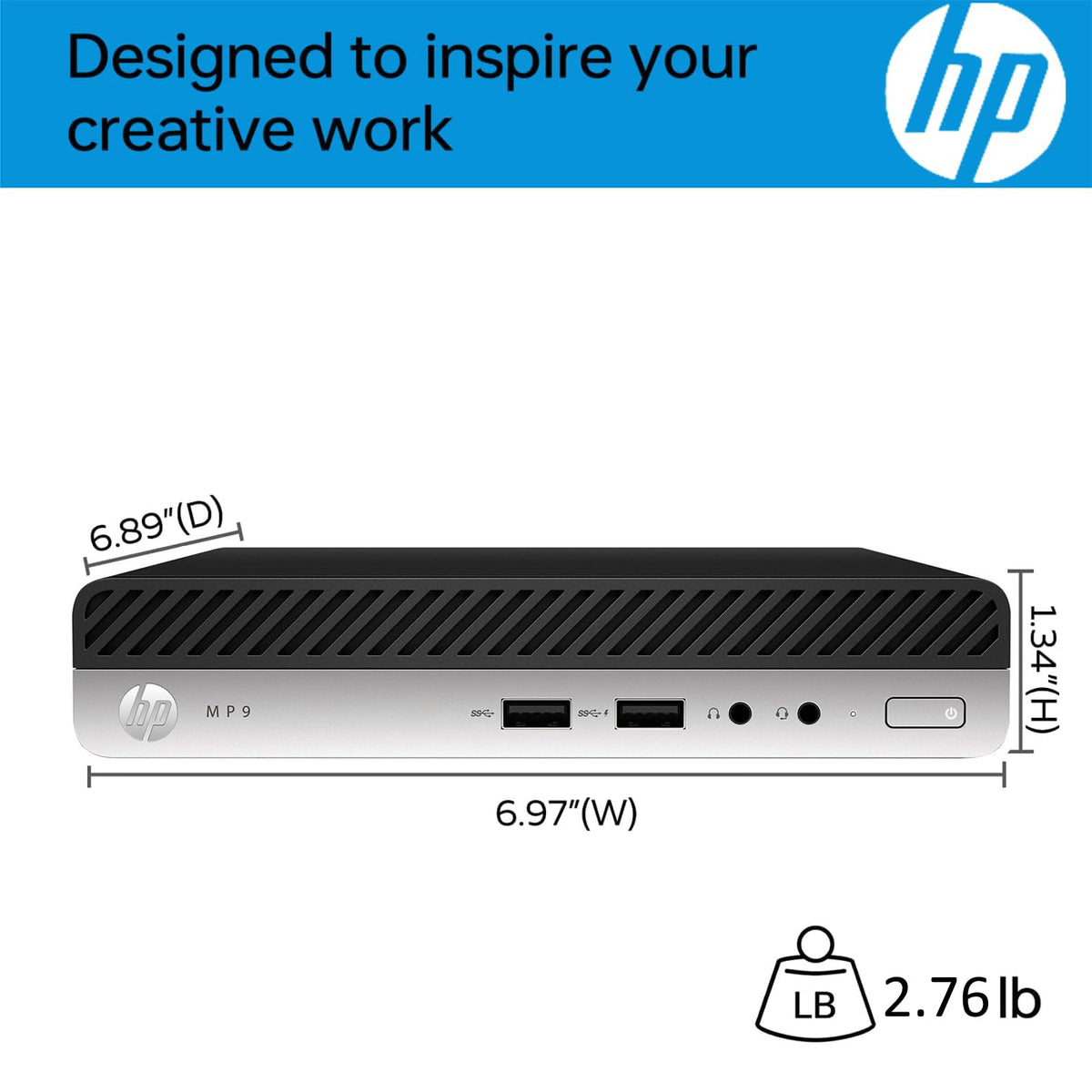 HP Mini PC, Intel Core i5-9500T, 16GB DDR4 RAM, 256GB SSD, 2X DisplayPort