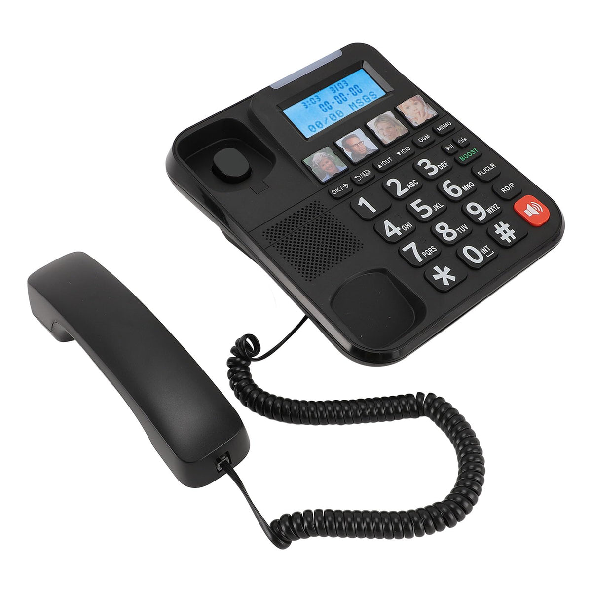Corded Cordless Phone Combo, Expandable Corded Cordless Phone System with Answering Machine One Touch Call Blocking Big Buttons Phone with 2 Handsets (White)