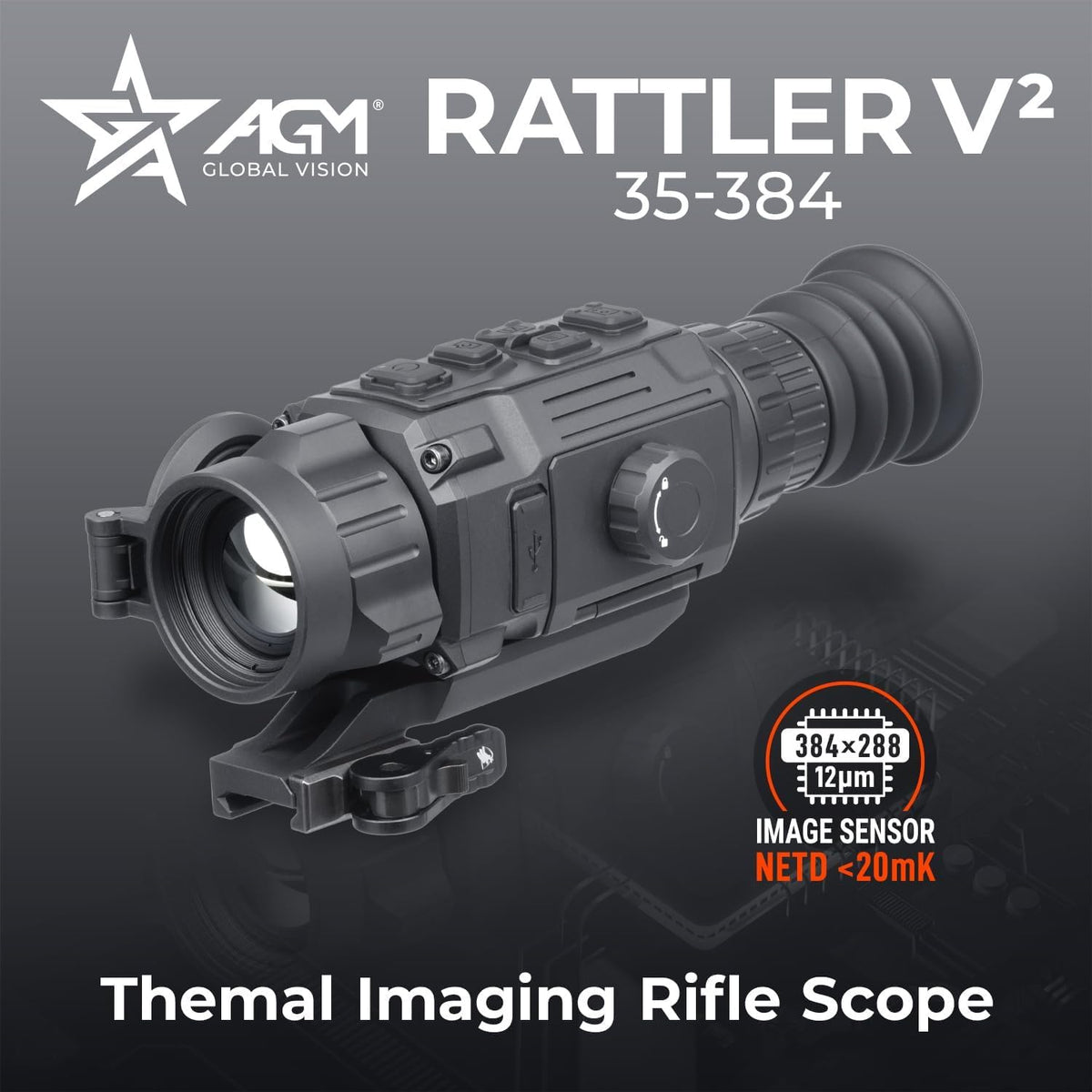 AGM Global Vision Rattler V2 Thermal Imaging Scope for Hunting, High Resolution with High Sensitivity Thermal Optics, Waterproof & Durable, Includes Thermal Targets & Cleaning Cloth