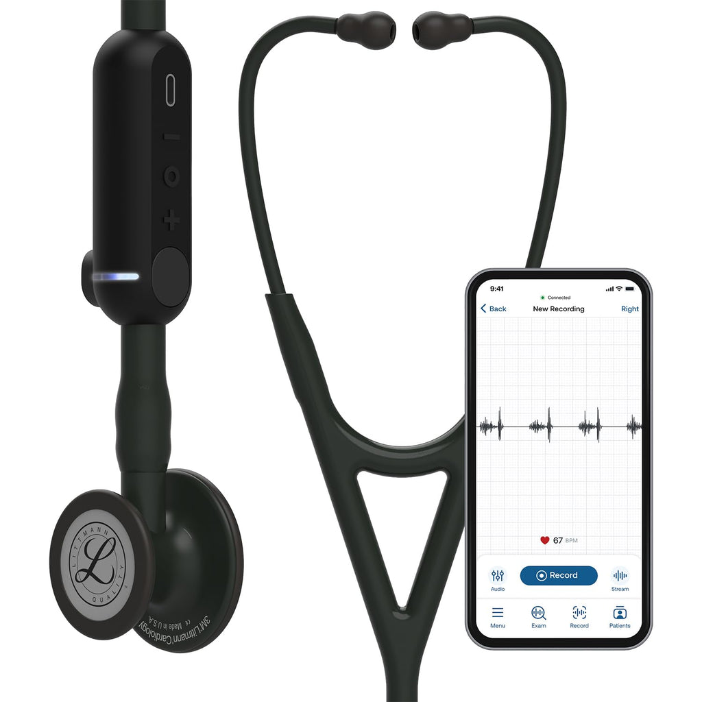 3M Littmann CORE Digital Stethoscope, Our Most Advanced Stethoscope Yet, Up To 40x Amplification, Active Noise Cancellation, In-App Sound Wave Visualization, Black-Finish Chestpiece, 8480